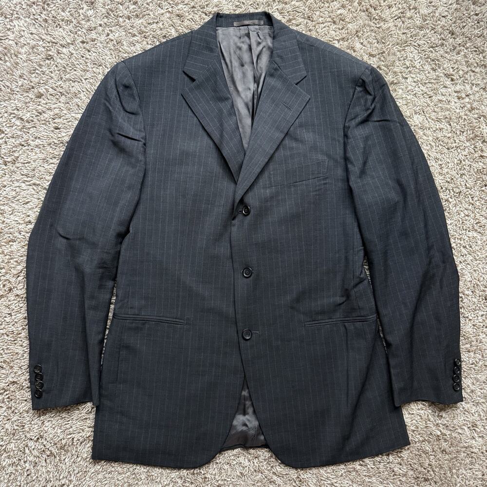 Ermenegildo Zegna Wool Mohair Grey Suit Jacket Striped 3 Button Size IT 54 / 44
